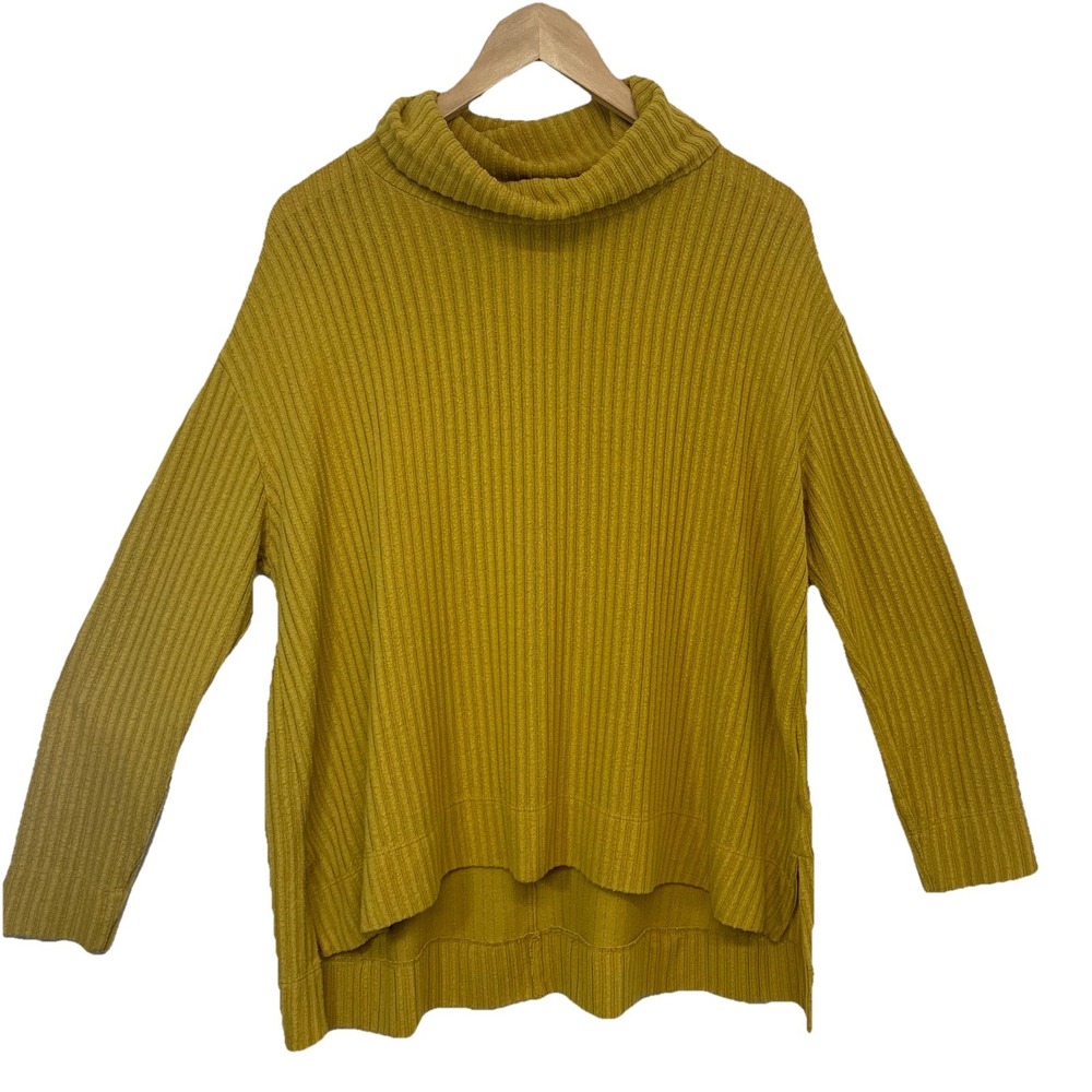 Mauve‎ Antropologie Cowl N Rib Knit Sweater Top Small Oversize Mustard Yellow